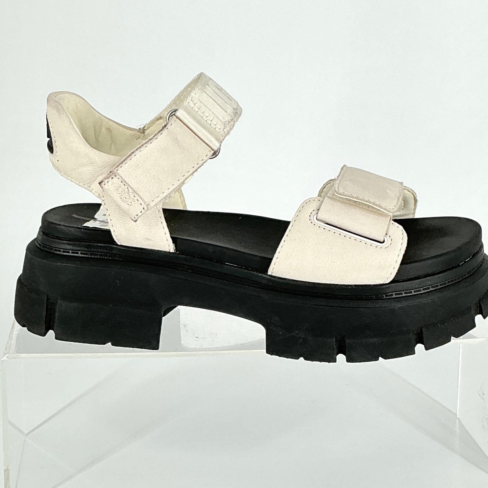 Ugg Womens Size 9 Slide White Leather Chunky Lug Platform Sandal New Ashton $187